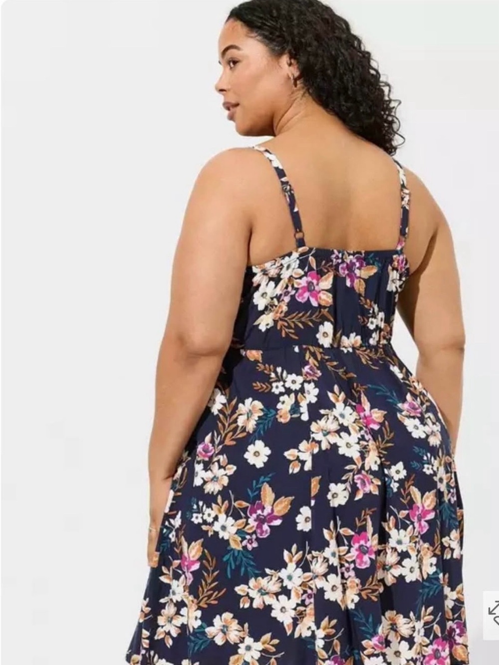 Torrid NWT Navy Floral Mini Dress with Pink & White Blooms - Picture 6 of 8